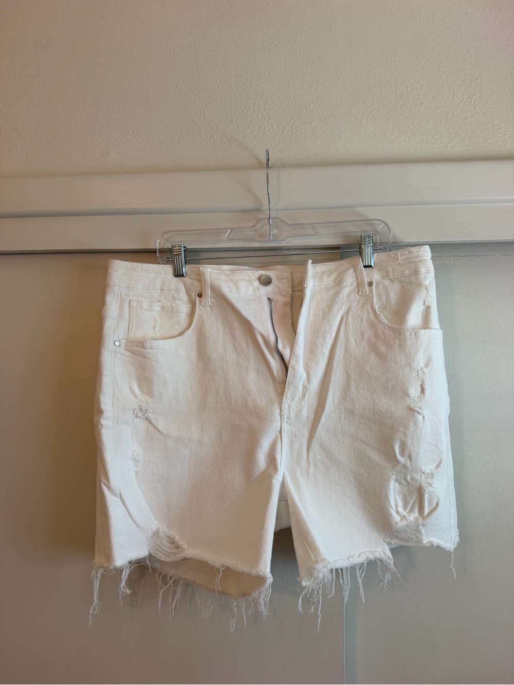 White Distressed Women's Denim Shorts